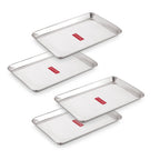 Rectangle Stainless Steel Serving Tray, 29.5 x 19 cm(Set of 4)