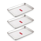 Rectangle Stainless Steel Serving Tray, 29.5 x 19 cm(Set of 3)