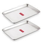 Rectangle Stainless Steel Serving Tray, 29.5 x 19 cm(Set of 2)