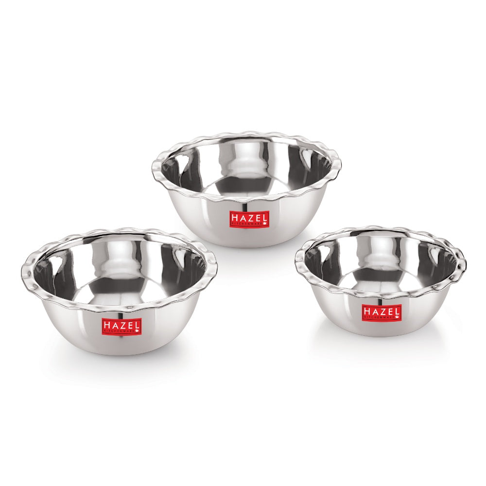 Stainless Steel Serving Bowl/Vati - Set of 3 | Steel Katori
