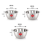 Stainless Steel Katori With Lid - Set Of 3, 400, 600, 800 ML