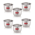 Stainless Steel Water Glass Set of 6, 100 ML Each