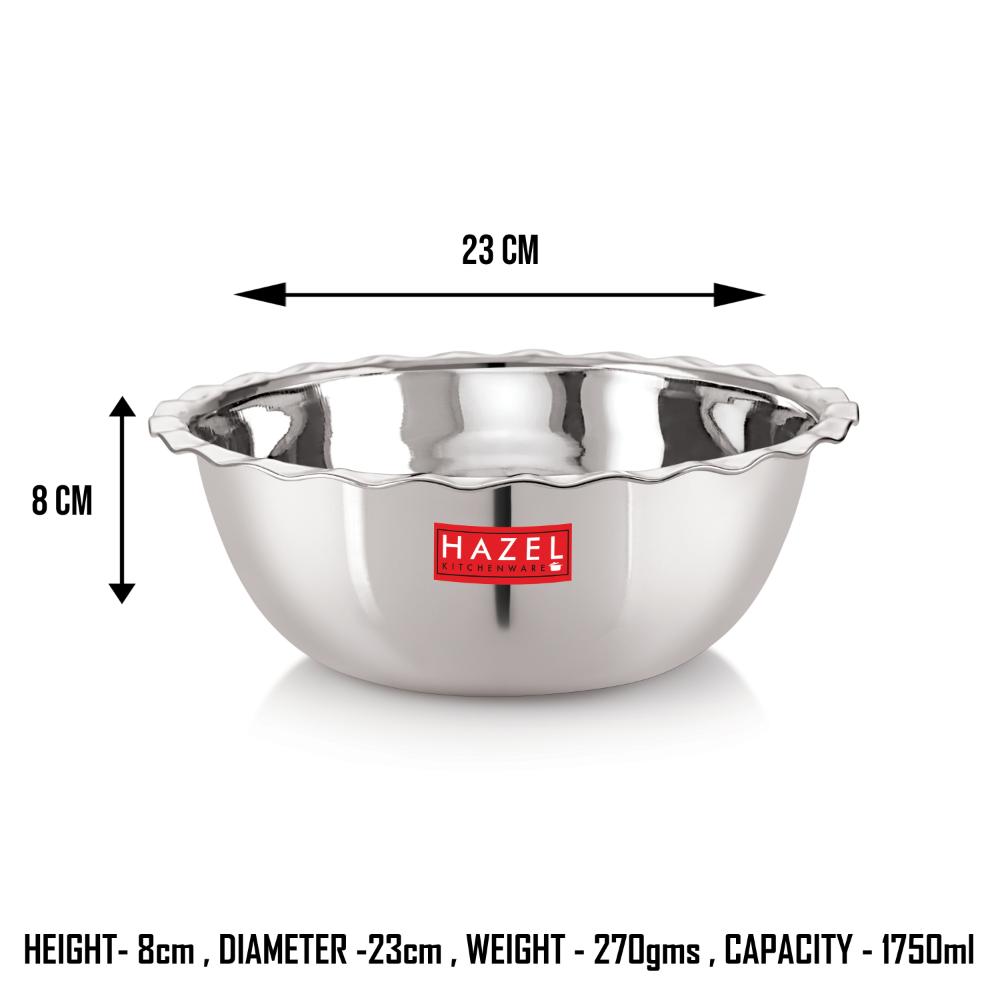 Stainless Steel Katori With Lid, 23 cm, 1750 ML