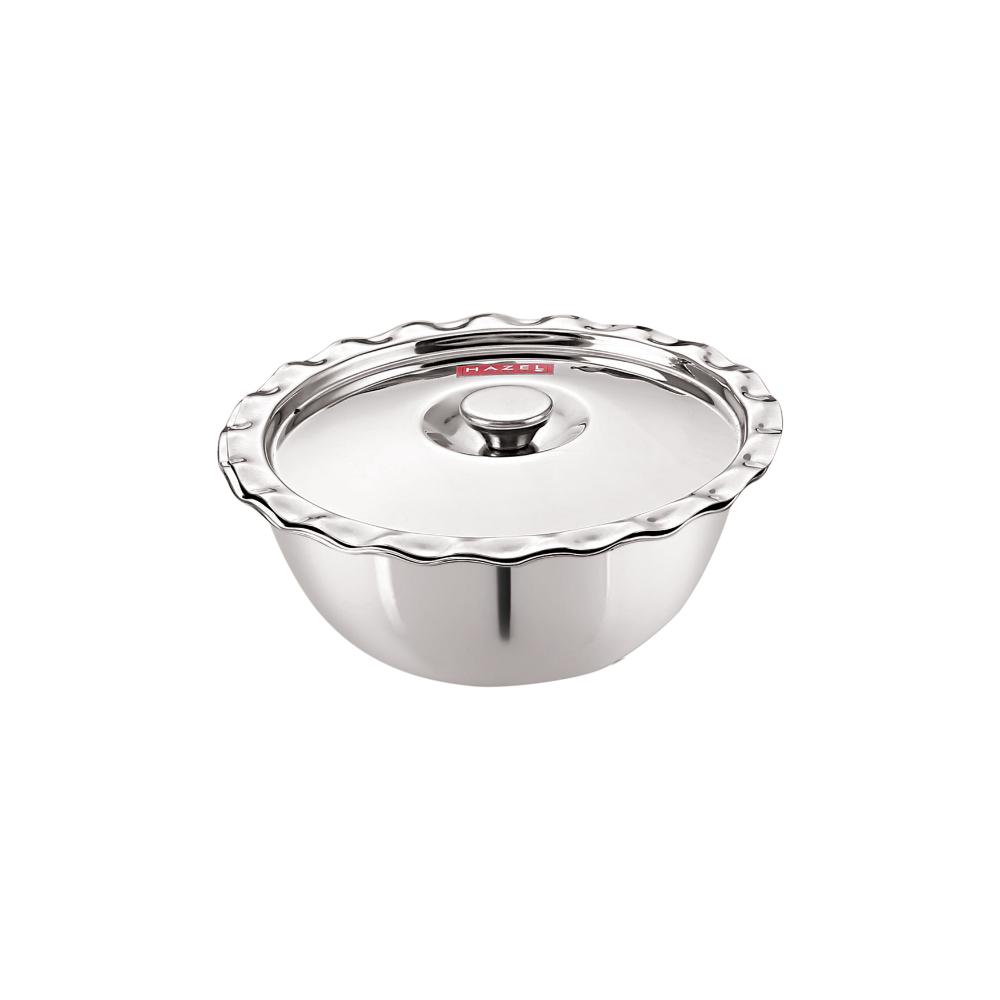 Stainless Steel Serving Bowl With Lid, 17 cm, 800 ML