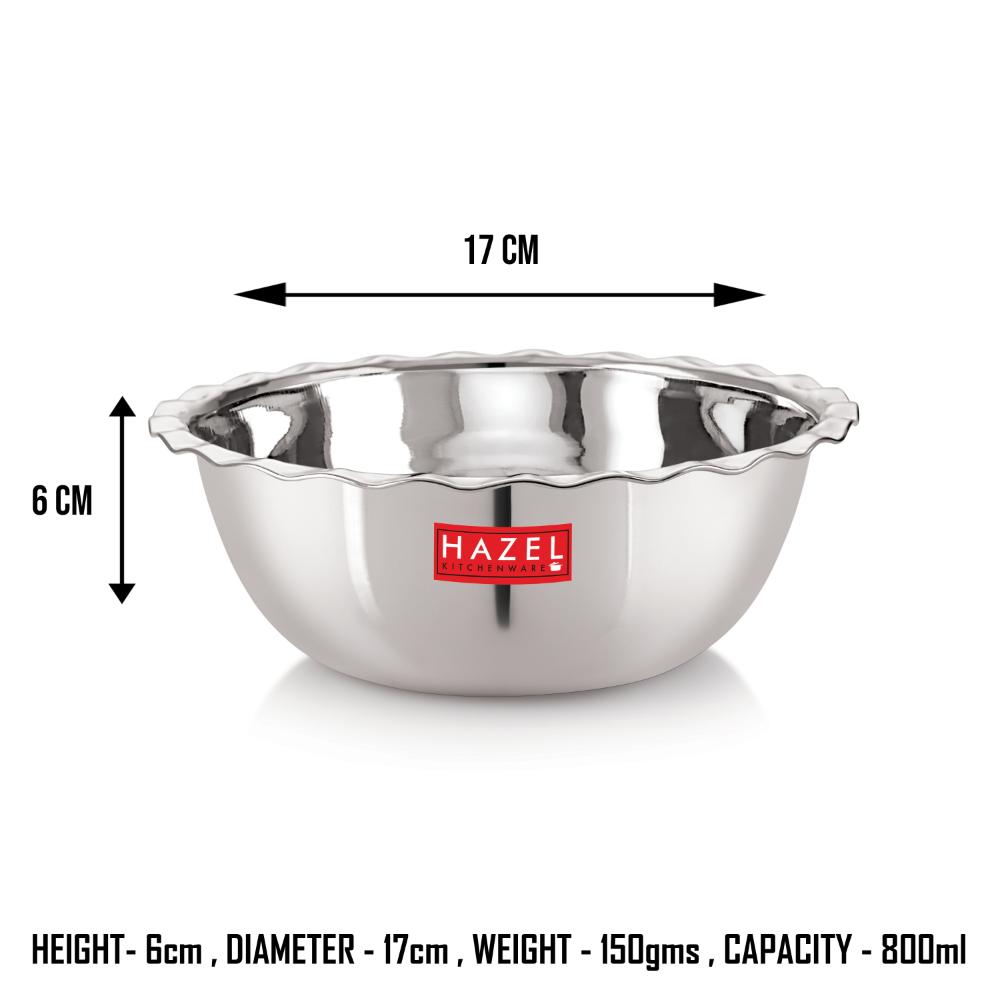 Stainless Steel Serving Bowl With Lid, 17 cm, 800 ML