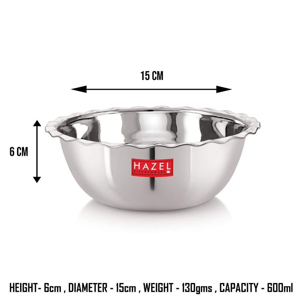 Stainless Steel Serving Bowl With Lid, 15 cm, 600 ML