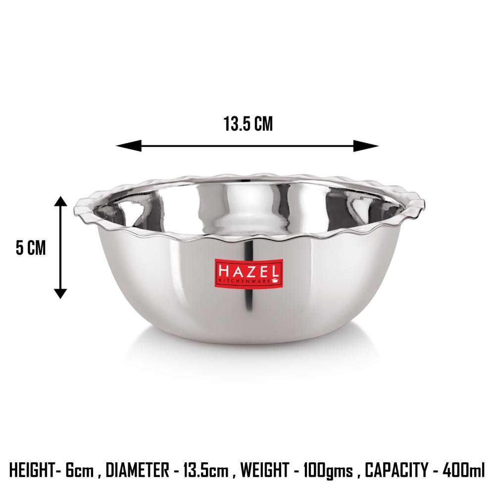 Stainless Steel Serving Katori With Lid, 13.5 cm, 400 ML
