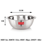 Stainless Steel Serving Katori With Lid, 13.5 cm, 400 ML