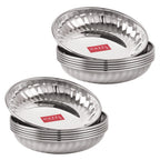 Stainless Steel Plates, Set Of 12, 310 ML Each