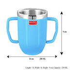 Stainless Steel Double Wall Baby Mug, Blue - Set Of 12, 250 ML Each