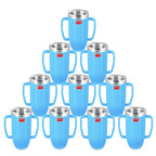 Stainless Steel Double Wall Baby Mug, Blue - Set Of 10, 250 ML Each