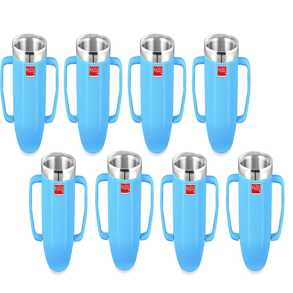 Stainless Steel Double Wall Baby Mug, Blue - Set Of 8, 250 ML Each