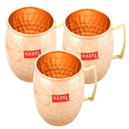 Copper Hammered Finish Mug Set Of 3, 550ML