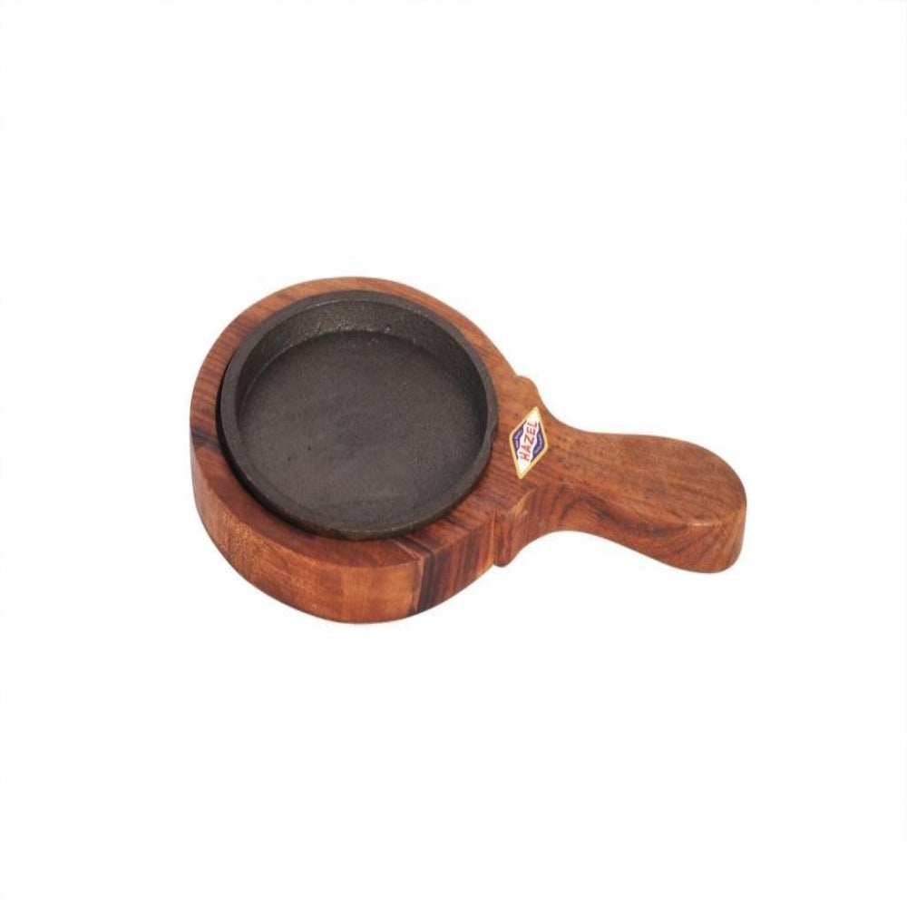 Sizzling Brownie Sizzler Plate Wooden Racket Tray - 5 Inch