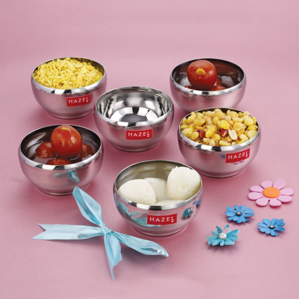 Stainless Steel Serving Bowl -  Set of 6 (100 ML Each)