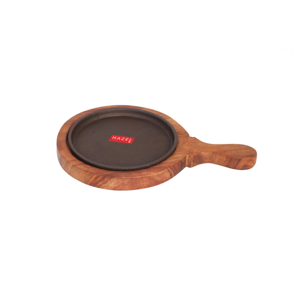 Sizzling Brownie Sizzler Plate Wooden Racket Tray -7 Inch