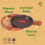 Sizzling Brownie Sizzler Plate Wooden Racket Tray -7 Inch