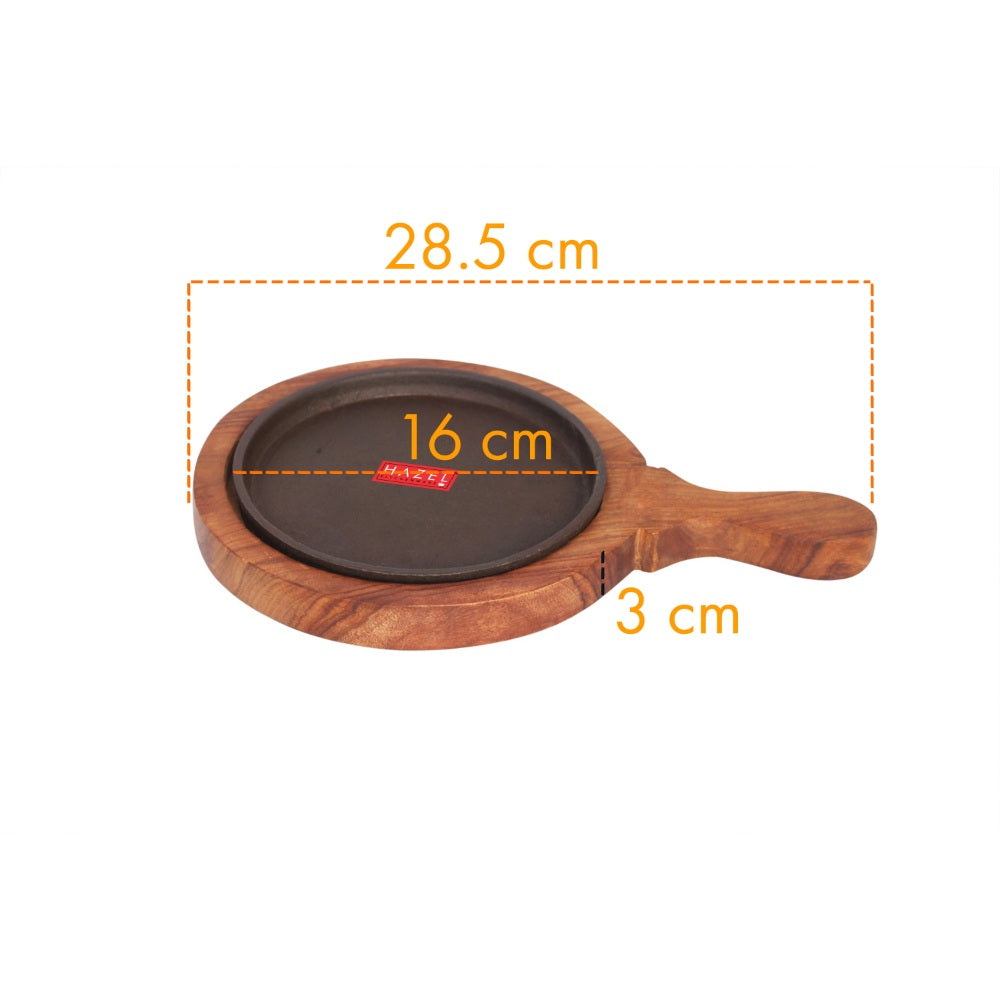 Sizzling Brownie Sizzler Plate Wooden Racket Tray -7 Inch