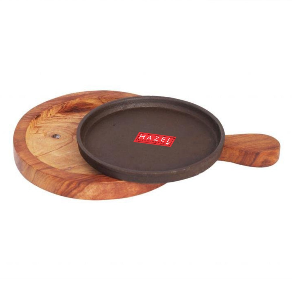 Sizzling Brownie Sizzler Plate Wooden Racket Tray -7 Inch