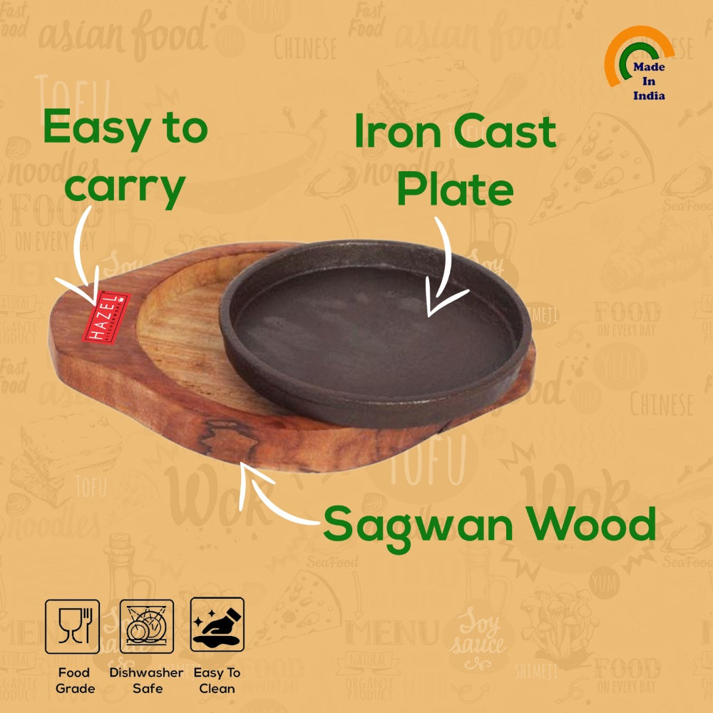 Sizzling Brownie Plate |Wooden Sizzler Tray - 5 Inch