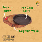 Sizzling Brownie Plate |Wooden Sizzler Tray - 5 Inch