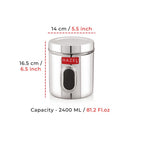 Airtight Transparent Steel Container Set of 2, 2400 ml Each