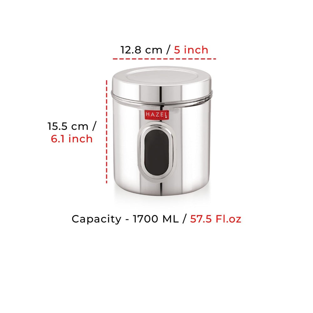 Airtight Transparent Steel Container Set of 6, 1700 ml Each