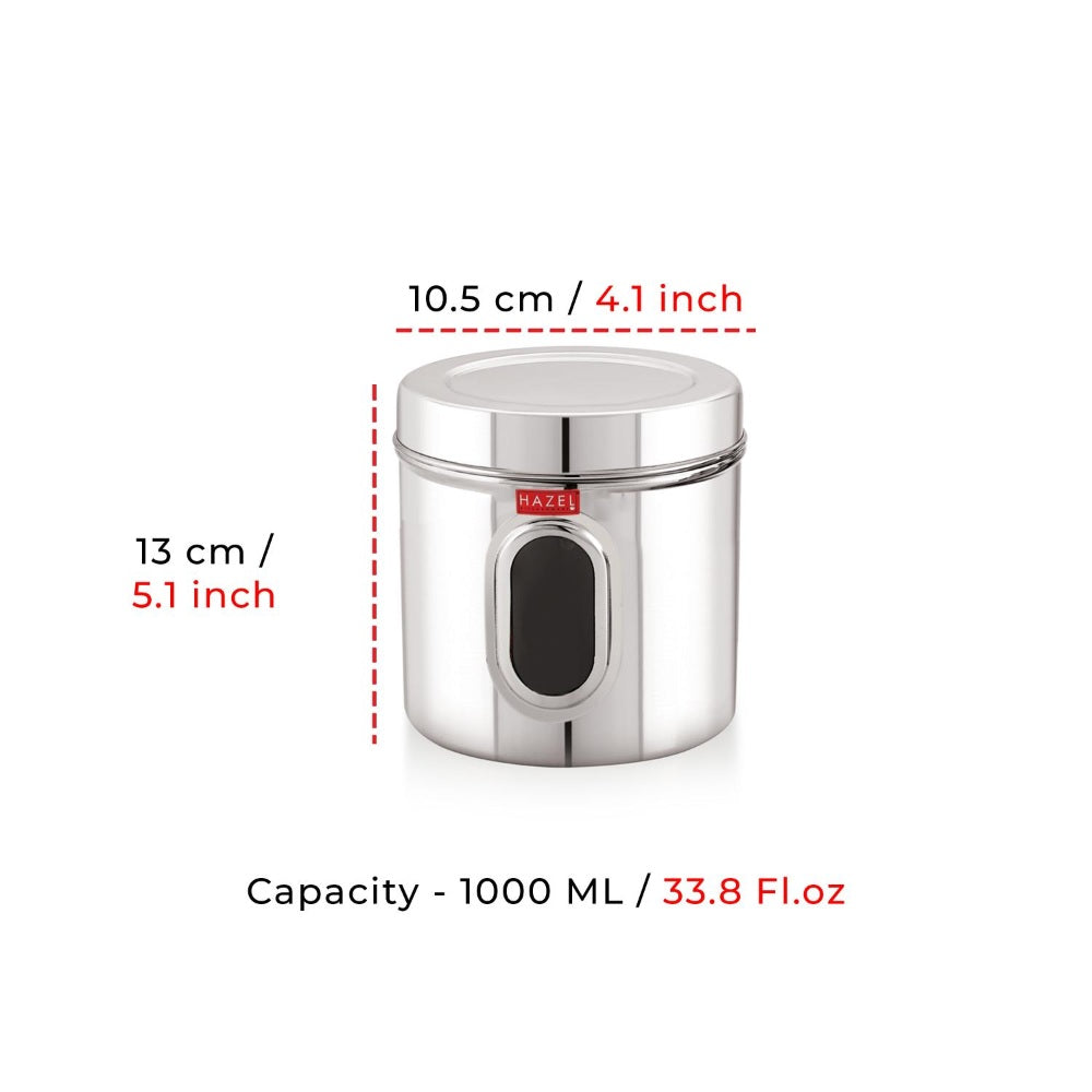 Stainless Steel Transparent Airtight Containers, Set of 6 - 900 ML Each
