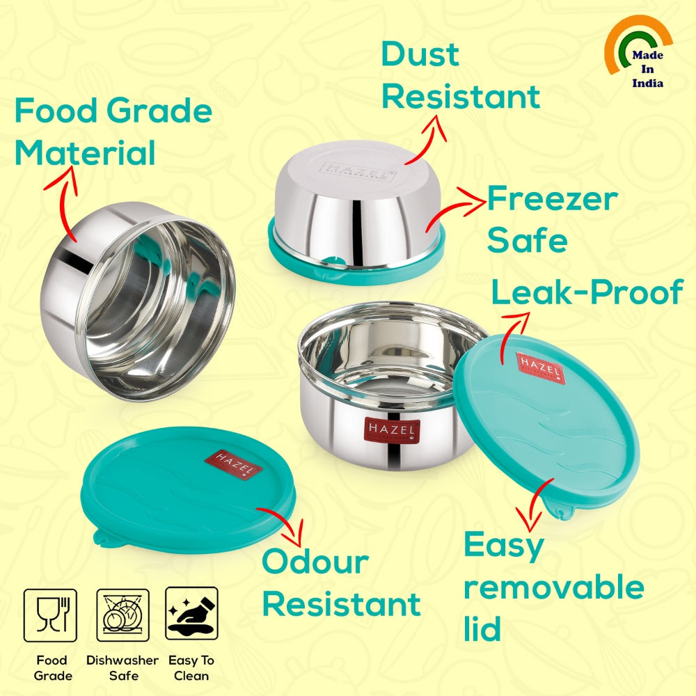 Stainless Steel Airtight Storage Containers for Kitchen - 450 ML (Set of 6)