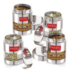 Airtight Stainless Steel Mukhwas Container with Transparent Lid, 170ml - Set of 4