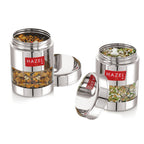 Airtight Stainless Steel Mukhwas Container with Transparent Lid, 170ml - Set of 2