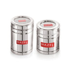 Steel Container With Transparent Lid , Set of 2 (500, 1000 ML)