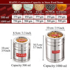 Steel Container With Transparent Lid , Set of 2 (500, 1000 ML)