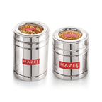 Steel Container With Transparent Lid , Set of 2 (500, 1000 ML)