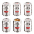 Steel Container With Transparent Lid for pulses, Set of 6 (1000 ML Each)