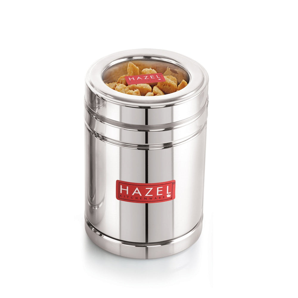 Steel Container With Transparent Lid for pulses, Set of 6 (1000 ML Each)