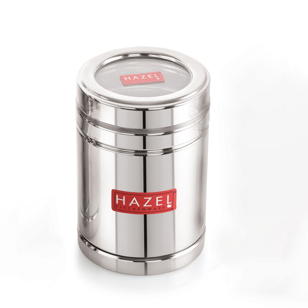 Steel Container With Transparent Lid for pulses, Set of 6 (1000 ML Each)
