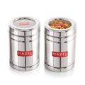 Steel Container With Transparent Lid  for cereals, Set of 2 (1000 ML Each)