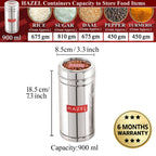Steel Fridge Storage Container with Transparent Lid ,Set of 12 (900 ML Each)