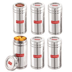 Steel Fridge Storage Container with Transparent Lid ,Set of 6 (900 ML Each)