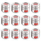 Stainless Steel Spice Container with Transparent Lid 200ml Set of 12