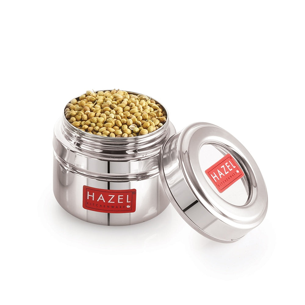Stainless Steel Spice Container with Transparent Lid 200ml Set of 12
