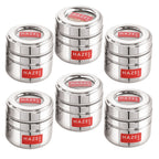 Stainless Steel Storage Containers with Transparent Lids, Set of 6 - 200 ML Each