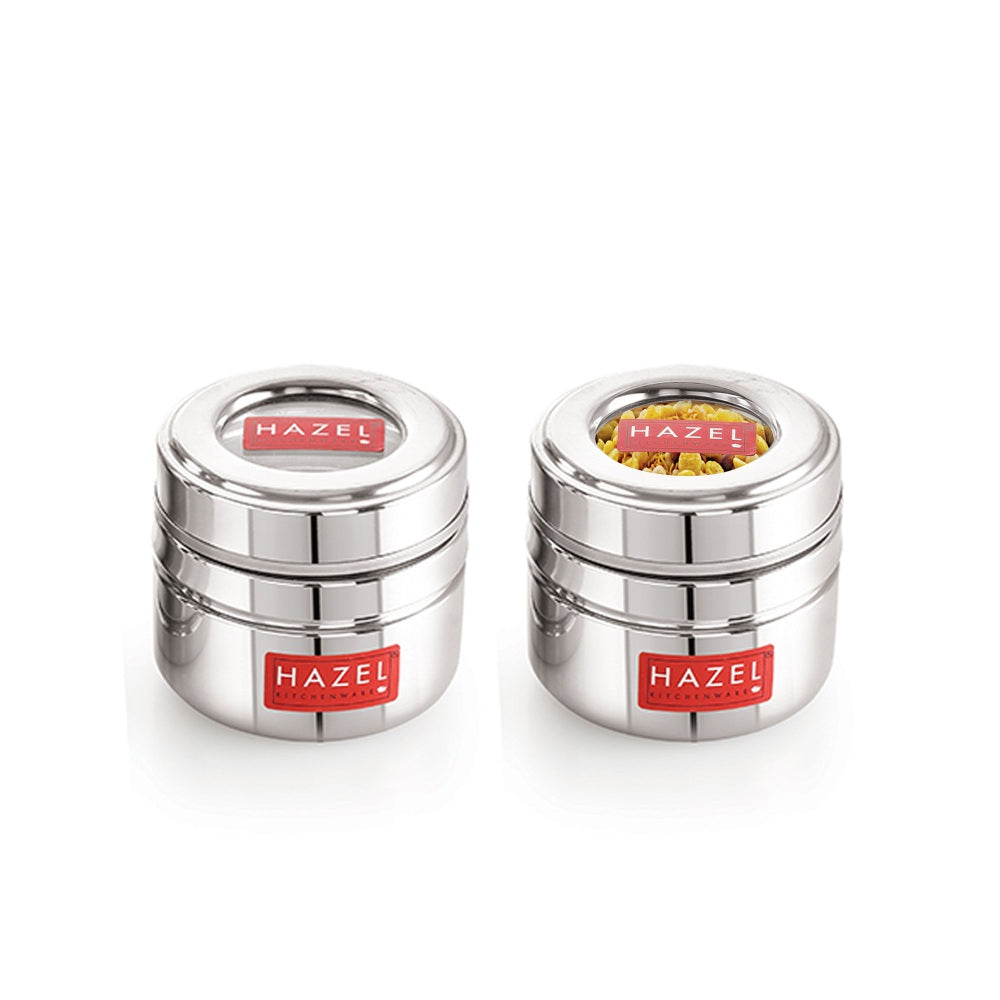 Stainless Steel Spice Container with Transparent Lid 200ml Set of 2