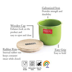 Airtight Food Storage Container with Wooden Lid, Green - 700ml, Set of 2