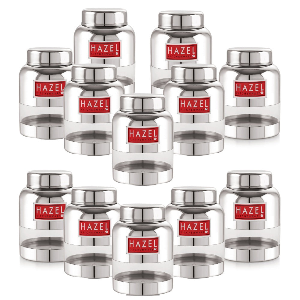 Stainless Steel Transparent Container  (Barni Shape)– 350 ML (Set of 12)