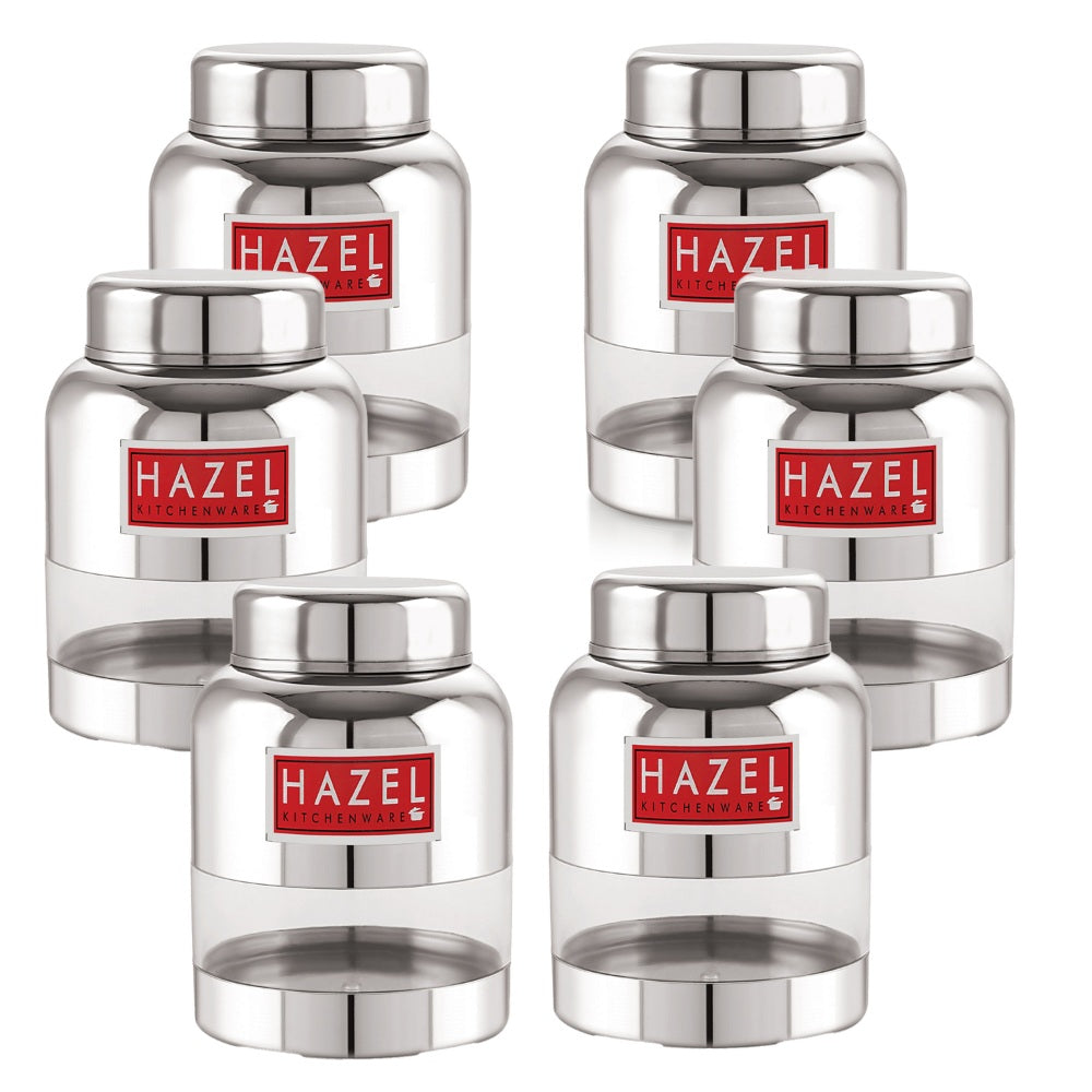 Stainless Steel Transparent Container  (Barni Shape)– 350 ML (Set of 6)