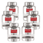 Stainless Steel Transparent Container  (Barni Shape)– 350 ML (Set of 6)