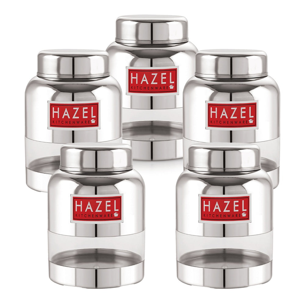 Stainless Steel Transparent Container  (Barni Shape)– 350 ML (Set of 5)