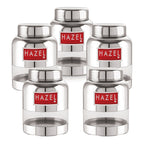 Stainless Steel Transparent Container  (Barni Shape)– 350 ML (Set of 5)